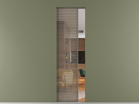 Алюминевая перегородка АЛПР 040.077 МКЛС ПРОЗ ОРАНЖ. Цвет Алюминий классический серый. Материал Алюминий в эмали. Коллекция Перегородка Формато скрытый пенал 1 створка. Картинка.