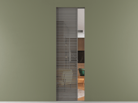 Алюминевая перегородка АЛПР 040.077 МКЛС Серый триплекс. Цвет Алюминий классический серый. Материал Алюминий в эмали. Коллекция Перегородка Формато скрытый пенал 1 створка. Картинка.