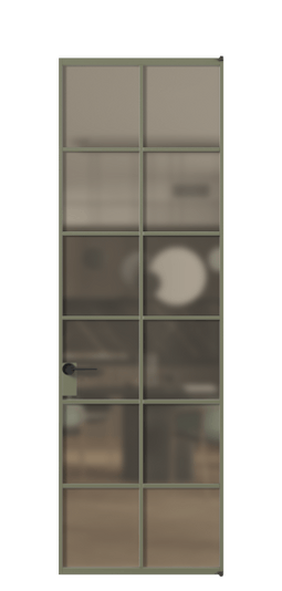 Дверь межкомнатная АЛПЛ040.05 Бронза сатин триплекс АОТ. Цвет Алюминий оливковый тёмный. Материал Алюминий в эмали. Коллекция Формато. Картинка.