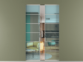 Алюминевая перегородка АЛПР 040.04 БЕЛ ПРОЗ ГОЛ. Цвет Алюминий Белый. Материал Алюминий. Коллекция Перегородка Formato скрытый пенал 2 створки. Картинка.