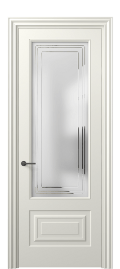 Дверь межкомнатная 8442 МЖМ Сатин с гравировкой Mascot. Цвет Матовый жемчужный. Материал Гладкая эмаль. Коллекция Mascot. Картинка.