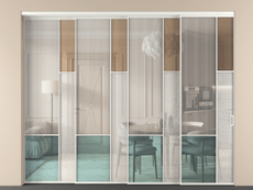 Перегородка Mosaic внутри проёма 4 створки с синхронным механизмом