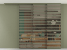 Перегородка Formato вдоль стены на потолок 3 створки с синхронным механизмом