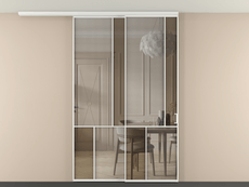 Перегородка Mosaic вдоль стены на потолок 2 створки с синхронным механизмом