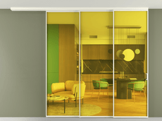 Перегородка Formato вдоль стены на потолок 3 створки с синхронным механизмом