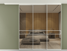 Перегородка Formato вдоль стены на потолок 3 створки с синхронным механизмом