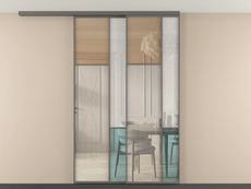 Перегородка Мозаик вдоль стены на потолок 2 створки с синхронным механизмом