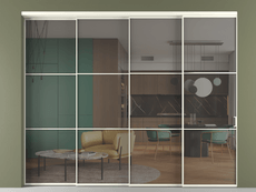 Перегородка Формато внутри проёма 4 створки с синхронным механизмом