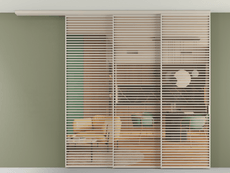 Перегородка Формато вдоль стены на потолок 3 створки с синхронным механизмом