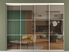 Перегородка Формато внутри проёма 4 створки с синхронным механизмом