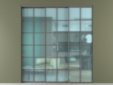 Перегородка Formato внутри проёма 3 створки с синхронным механизмом