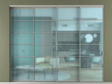 Перегородка Formato внутри проёма 4 створки с синхронным механизмом