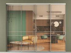 Перегородка Formato внутри проёма 4 створки с синхронным механизмом