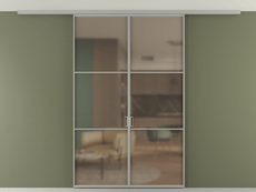 Перегородка Formato вдоль стены на потолок двустворчатая