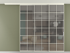 Перегородка Formato вдоль стены на потолок 3 створки с синхронным механизмом