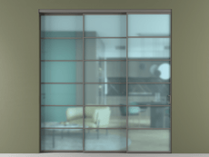 Перегородка Formato внутри проёма 3 створки с синхронным механизмом