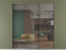 Перегородка Formato внутри проёма 3 створки с синхронным механизмом