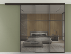 Перегородка Formato вдоль стены на потолок 3 створки с синхронным механизмом