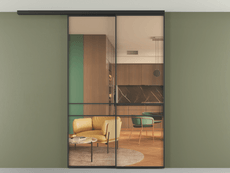 Перегородка Formato вдоль стены на потолок 2 створки с синхронным механизмом