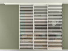 Перегородка Formato вдоль стены на потолок 3 створки с синхронным механизмом