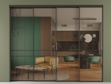 Перегородка Formato внутри проёма 4 створки с синхронным механизмом