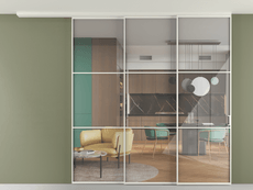 Перегородка Формато вдоль стены на потолок 3 створки с синхронным механизмом