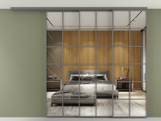 Перегородка Formato вдоль стены на потолок 3 створки с синхронным механизмом