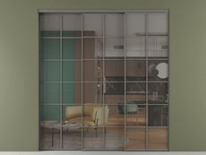 Перегородка Formato внутри проёма 3 створки с синхронным механизмом