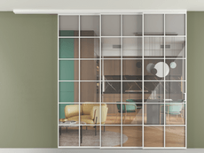 Перегородка Formato вдоль стены на потолок 3 створки с синхронным механизмом