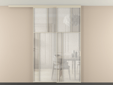 Перегородка Мозаик вдоль стены на потолок 2 створки с синхронным механизмом