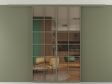 Перегородка Формато вдоль стены на потолок 2 створки