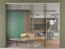 Перегородка Формато внутри проёма 4 створки с синхронным механизмом