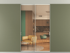 Перегородка Formato внутри проёма скрытое крепление в потолок 2 створки