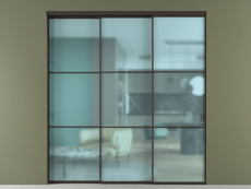 Перегородка Formato внутри проёма 3 створки с синхронным механизмом