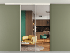 Перегородка Формато вдоль стены на потолок 2 створки с синхронным механизмом