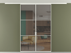 Перегородка Формато вдоль стены на потолок 2 створки