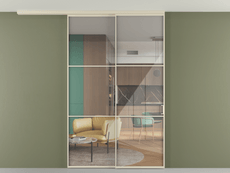 Перегородка Формато вдоль стены на потолок 2 створки с синхронным механизмом