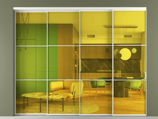 Перегородка Formato внутри проёма 4 створки с синхронным механизмом