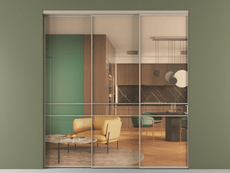 Перегородка Formato внутри проёма 3 створки с синхронным механизмом