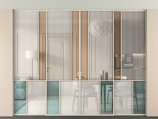 Перегородка Mosaic внутри проёма четырёхстворчатая со скрытым креплением в потолок