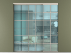 Перегородка Formato внутри проёма 3 створки с синхронным механизмом