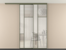 Перегородка Мозаик вдоль стены на потолок 2 створки с синхронным механизмом