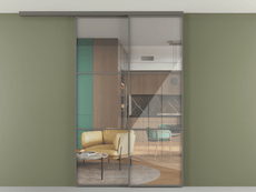 Перегородка Формато вдоль стены на потолок 2 створки с синхронным механизмом