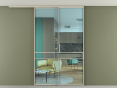 Перегородка Formato вдоль стены на потолок 2 створки с синхронным механизмом