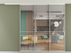 Перегородка Формато вдоль стены на потолок 3 створки с синхронным механизмом