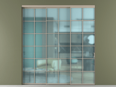 Перегородка Formato внутри проёма 3 створки с синхронным механизмом