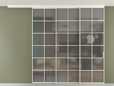 Перегородка Формато вдоль стены на потолок 3 створки с синхронным механизмом