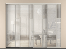 Перегородка Мозаик внутри проёма 4 створки с синхронным механизмом