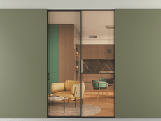 Перегородка Formato внутри проёма скрытое крепление в потолок 2 створки