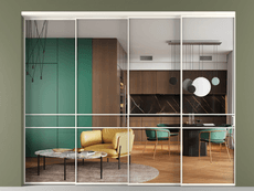 Перегородка Формато внутри проёма 4 створки с синхронным механизмом